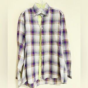 Men's Purple Plaid Casual Button Down Shirt